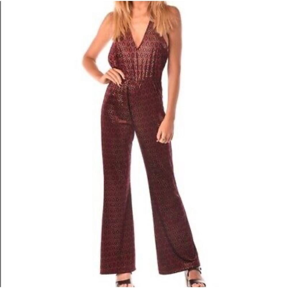 New NWT Motel rocks baby maroon jumpsuit L - Picture 2 of 3